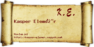 Kasper Elemér névjegykártya
